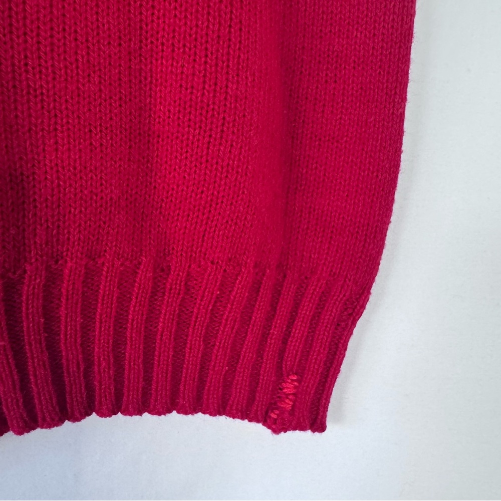 Vintage 50s Handmade Knit Sleeveless Sweater Embroidered Floral Wool Top - Picture 5 of 9
